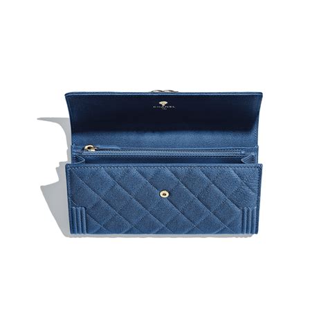 chanel boy flap wallet blue